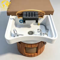 Lit de lavage capillaire et bain de pieds tout-en-un tendance pour salon et spa modernes, inspiré du spa thaïlandais