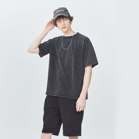 T-shirt unisexe vintage en coton 100% 250 GSM, coupe ample, délavé à l'acide, personnalisable avec logo, style streetwear pour hommes