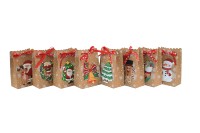 Sacs et Boîtes Cadeaux de Noël en Papier avec Étiquettes et Rubans pour Offrir des Friandises et Biscuits lors des Fêtes