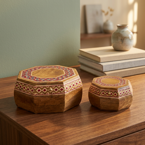 Handmade Wooden Decorative Boxes With Printing Patterns Exquisite Craftsmanship <b>Luxury</b> Novelty <b>Gift</b> <b>Box</b> For Islamic Occasion - Product Image 1
