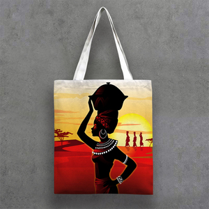Estilo <span class=keywords><strong>de</strong></span> moda <span class=keywords><strong>vida</strong></span> humanística Africana pintura al óleo tamaño mediano bolsa <span class=keywords><strong>de</strong></span> lona <span class=keywords><strong>de</strong></span> algodón - Product Image 2