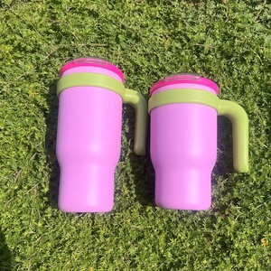 Vaso de acero inoxidable para niños de 14oz/17oz con asa Botella de agua recubierta de polvo para niño y niña con tapa de asa a prueba de fugas - Product Image 4