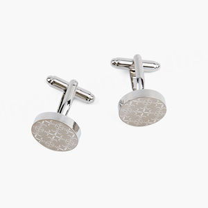 Boutons de manchette de haute qualité pour chemise d'homme, boutons de manchette ronds en argent gravés au laser, boutons de manchette vierges - Product Image 5
