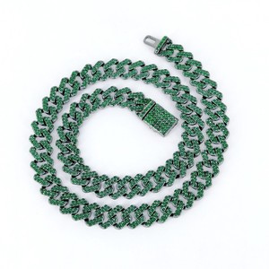 Nueva Esmeralda en forma <span class=keywords><strong>de</strong></span> diamante <span class=keywords><strong>de</strong></span> 10mm con collar cubano <span class=keywords><strong>de</strong></span> <span class=keywords><strong>diamantes</strong></span> <span class=keywords><strong>de</strong></span> imitación Cadena <span class=keywords><strong>de</strong></span> aleación gruesa - Product Image 1
