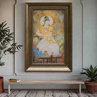 Peinture en grès de Style bouddhiste sur toile Art mural artisanal pour intérieurs paisibles décoration de maison d'hôtel ornement oeuvre