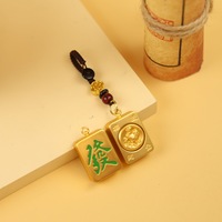 Nouveau porte-clés universel créatif plaqué or avec pendentif Mahjong des douze signes du zodiaque pour hommes et femmes
