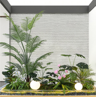 Kombinasi Tanaman Hias dan Bunga Artificial untuk Dekorasi Lanskap Restoran Indoor, Ornamen Lanskap Berdiri di Lantai