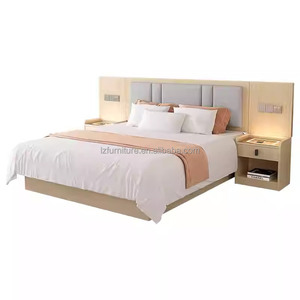 Ensemble de chambre d'hôtel abordable : lit double avec tête de lit capitonnée et table de chevet pour hôtels, motels et appartements économiques - Product Image 4