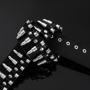 Cintura da Uomo in Stile Gotico Occidentale Retrò in Pelle PU, Cintura Punk Hip Hop con Fibbia Unica a Proiettile in Lega - Product Image 4