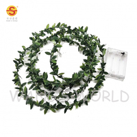 Guirlande lumineuse LED avec des feuilles vertes artificielles, en cuivre, plante murale, suspension