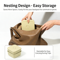 Boîte à bento carrée en silicone de 120 ml, sans BPA, écologique, durable, à un seul niveau, étanche, avec compartiments
