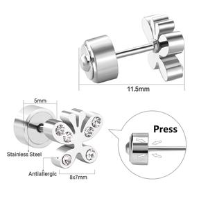 Boucles d'oreilles papillon en acier inoxydable avec diamants, fermoir à vis, pour femme - Product Image 3