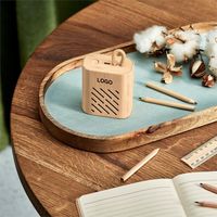 Mini haut-parleur Bluetooth portable sans fil rechargeable 300 mAh alimenté par 3W en bambou avec logo OEM