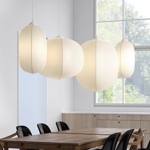 Lámpara Colgante Ovalada de Seda Estilo Japonés Wabi Sabi, Luz LED para Hotel, Casa de Huéspedes, Dormitorio, Salón de Té, E27, Blanco Cálido Neutro - Product Image 2