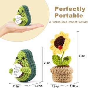 Muñeco de lana de ganchillo divertido y popular, con diseño de patata y girasol, en caja de regalo, adornos en maceta, set de regalo - Product Image 2