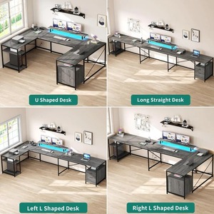 Customizable <strong>Industrial</strong> Home Office Wooden <strong>Corner</strong> Writing <strong>Desk</strong> Filing Cabinet Modular Convertible U-Shape Computer <strong>Desk</strong> - Product Image 4