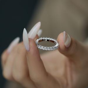 Dylam perhiasan halus klasik 925 perak murni pita keabadian persegi 5A CZ kubik zirkonia janji cincin pertunangan pengantin - Product Image 5