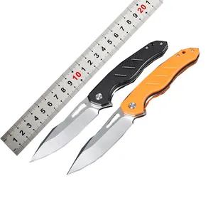 来样定做手工优质不锈钢狩猎折叠方便小刀，带橙色黑色精致G10手柄