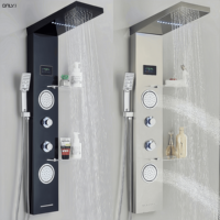 Plaque de douche cascade en acier inoxydable à poignée unique de luxe planche murale de salle de bain multifonction en céramique de pluie pour hôtels