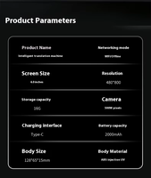 Traductor Inteligente con IA, Compatible con Múltiples Idiomas, Traductor de Fotos con Cámara, Pantalla HD Wifi, Grabación de Música, Traductores Inteligentes con IA