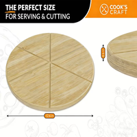 Papan Sajian Pizza Bambu (12,6 Inci) dengan Pemotong untuk Pertemuan Keluarga dan Teman