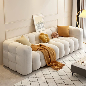 <span class=keywords><strong>Divani</strong></span> in Tessuto Colore Crema di Alta Qualità per la Casa, Popolari <span class=keywords><strong>Divani</strong></span> Nuvola <span class=keywords><strong>Moderni</strong></span> a Tre Posti, Nuovo Set di <span class=keywords><strong>Divani</strong></span> Designer Stile Puff per Soggiorno - Product Image 1