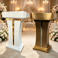 Suministro de fábrica: Atril metálico de diseño para eventos con estante interior abierto, para iglesia, recepción, bodas y otros eventos.