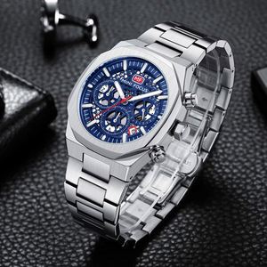 มินิโฟกัส MF0411G นาฬิกาควอทซ์สำหรับผู้ชายมาใหม่นาฬิกาข้อมือสแตนเลสสตีลนาฬิกา3หน้าปัดวันที่อัตโนมัติ - Product Image 4