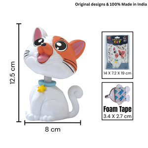Bobblehead Cat White with Orange Patch is a Cute and Playful Animal Perfect for Your Car Dashboard, Office, Or Home Decor - Product Image 3