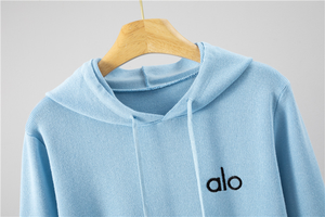 Ensemble de vêtements de détente en tricot doux pour femmes, sweat à capuche brodé et <span class=keywords><strong>pantalon</strong></span> large, tenue deux pièces - Product Image 3