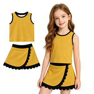 Custom <b>Athletic</b> Wear Colorful Play Tennis Cheer Game Baby Girls Shirt Vest Scallop Edge Skirt Shorts Liner Skorts Outfits - Product Image 1