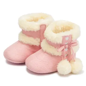 Haute qualité en plein air infantile bottes de neige enfant en bas âge belle Bowknot boule de poils caoutchouc anti-dérapant bébé bottes