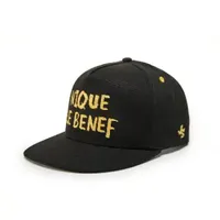 Gorra de Béisbol Bordada en Negro y Amarillo, 6 Paneles, Cierre a Presión, Visera Plana, Estilo Dad Hat para Hombre y Mujer