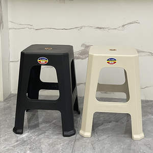 Taburete de plástico grueso de color crema, cuadrado, apilable, duradero para adultos, estilo nórdico y chino, paquete de 4, 6, 8, 10 - Product Image 3