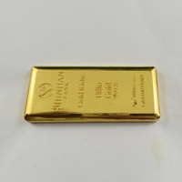 Ornements bancaires personnalisés en forme de lingot d'or, modèle métallique à thème ange, plaqué or, imprimé UV, imitation lingot d'or avec logo