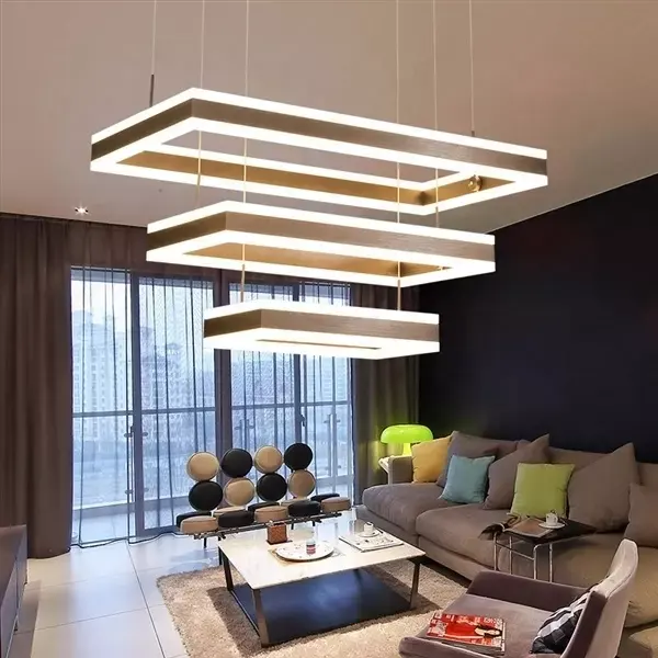 ECOJAS Led Chandeliers Ceiling Light Hotel Bedroom Black Square Led Pendant Lamp Modern Chandelier Luxury
