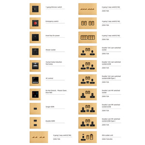 Langyeao Vàng chải thép không gỉ Bảng điều chỉnh Retro chuyển đổi tường chuyển đổi ánh sáng 1-4 gang chuyển đổi kép USB anh Ổ cắm điện cho nhà - Product Image 6