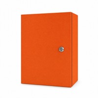 Boîtier électrique mural en acier galvanisé avec revêtement en poudre orange, IP65, porte simple, plaque de montage, couleur personnalisée