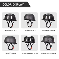 Casque Moto Rétro Demi-Coque en Fibre de Carbone 3K Mat 12K Brillant Forgé DOT