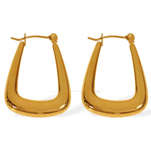 ต่างหูห่วงทรงเรขาคณิตทองไทเทเนียมเหล็กมินิมอลลิสต์แฟชั่นเครื่องประดับสำหรับผู้หญิง EH846 - Product Image 5