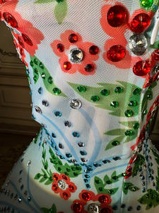 Novance Y5001 sıcak satış taklidi zarif uzun kadın abiye mavi askısız çiçek baskı lüks balo doğum günü elbise - Product Image 5