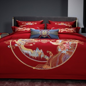Wholesale <strong>Red</strong> Wedding Duvet Bedding <strong>Set</strong> King Size Cotton Quilt <strong>Comforter</strong> Bed Sheet Crib Bedding <strong>Sets</strong> - Product Image 3