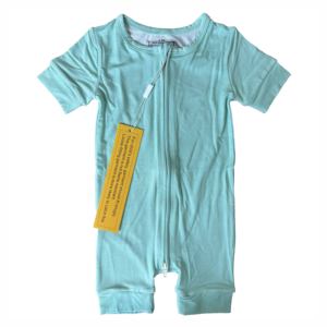 Combinaison bébé en bambou en gros, manches courtes, fermeture éclair bidirectionnelle, écologique, unisexe, nouveau-né à 1 an, vêtements pour enfants - Product Image 1