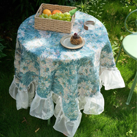 Nappe Jacquard Style Crème Française Dentelle Jacinthe Volants Carré Tissu Nappe de Table à Manger