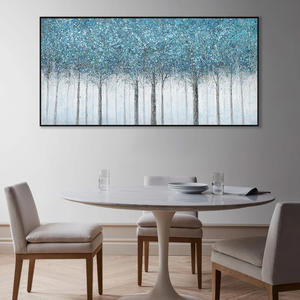 Neutral Blue Forest Abstract Contemporary Hand Painted Oil Painting on <b>Canvas</b> Hanging Decorative Texture Art Home Decor - Product Image 6
