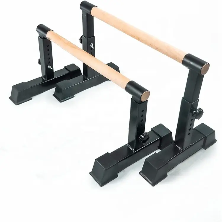 Best selling high quality Wood and metal push up bar wood calisthenics parallettes bar for fitness