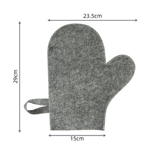 Accessoires de sauna thermique épaissi gant de laine de gommage à la main SPA gant de bain exfoliant de sauna en <span class=keywords><strong>feutre</strong></span> de laine naturelle - Product Image 2