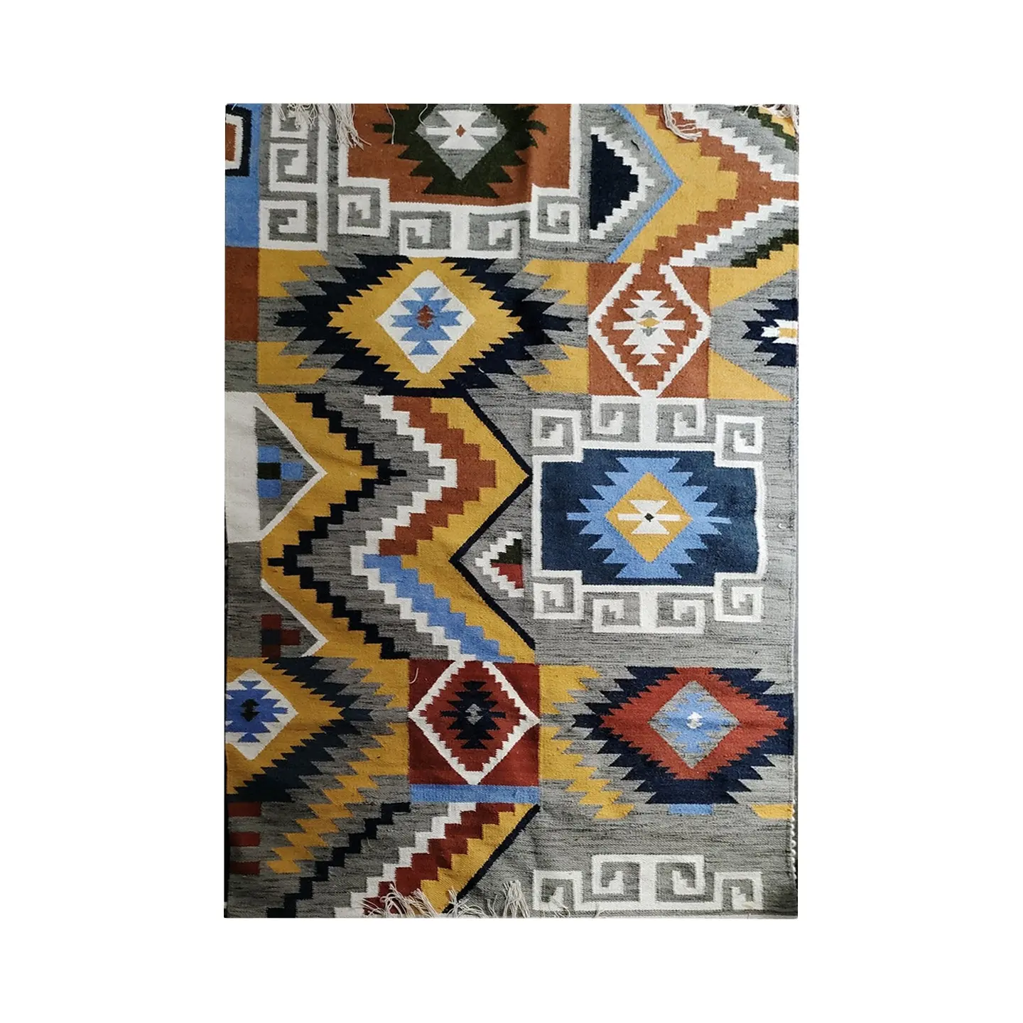 Custom Handgemaakte Kilim Design Indian Tapijten En Tapijten Bohemian Tribal Wollen Katoenen Kilim Tapijt Hand Geweven Multicolor Runner Tapijten