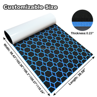 Tapis de style Sea Dek KT GuoMei noir et bleu clair brossé, imperméables, épaisseur 6 mm, adhésion forte, feuilles hautes à clipser