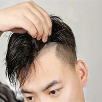Toupet Invisible tissé à la main pour hommes Real Human Remy Hair Patch avec cheveux raides en gros avec sac en PVC Couverture de cheveux chauve